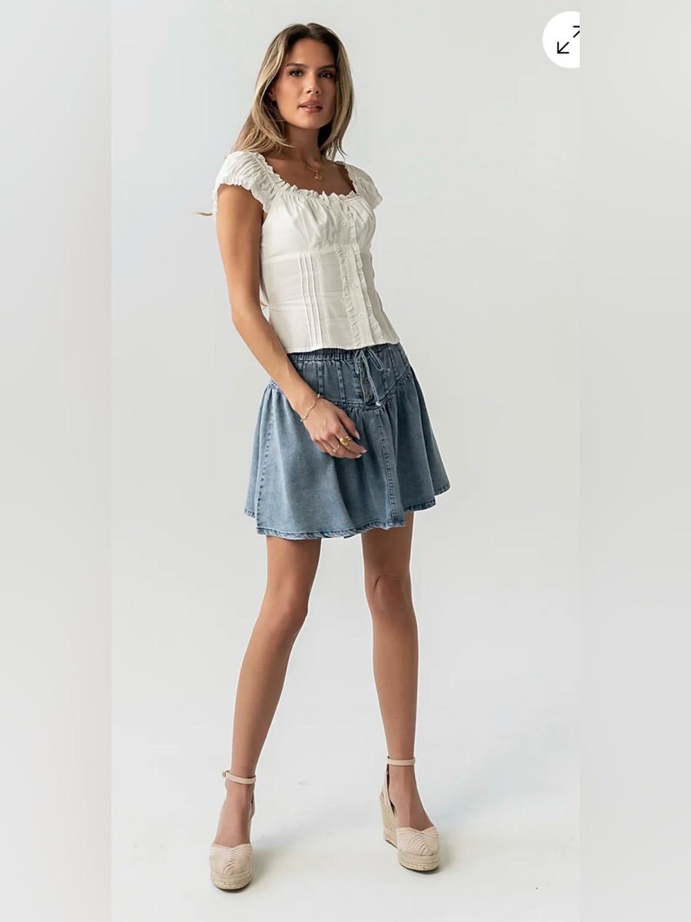 NWT Bohme Denim Drawstring Mini Skirt - Blue XS